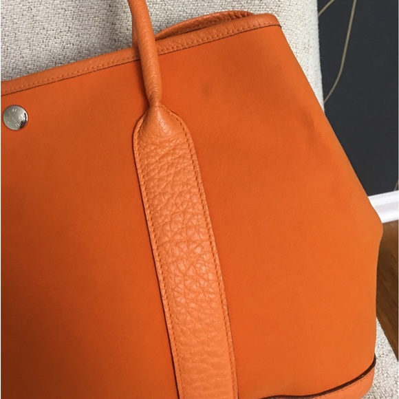 Authentic HERMES Garden Party tote PM orange canvas - Picture 5 of 15